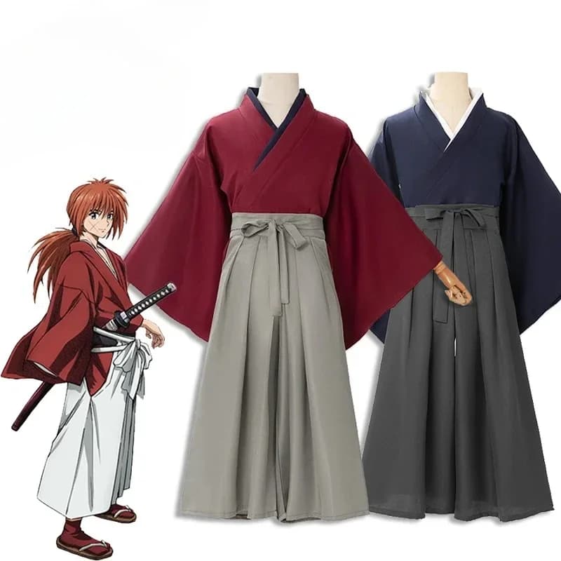 2026 Anime Rurouni Kenshin Himura Kenshin Cosplay Adult Unisex Costume Samurai Uniform Kendo Kimono Full Set Accessories Outfits