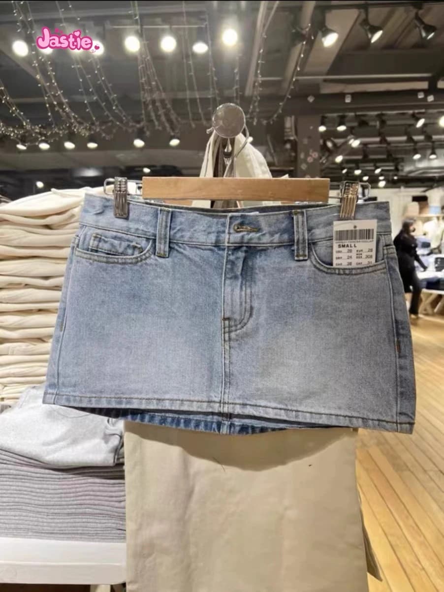 Casual Donna Blu Denim Mini Gonne Estate Vintage Tasche a vita alta A-line Gonne Donna Y2k Streetwear Slim Bottoms 2024