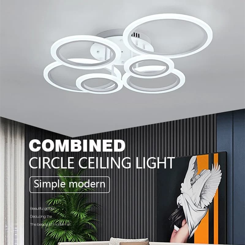 Lampadario LED ad Anello Moderno, Luce da Soffitto Dimmerabile per Soggiorno, Sala da Pranzo, Camera da Letto, Studio, Illuminazione Interna Decorativa