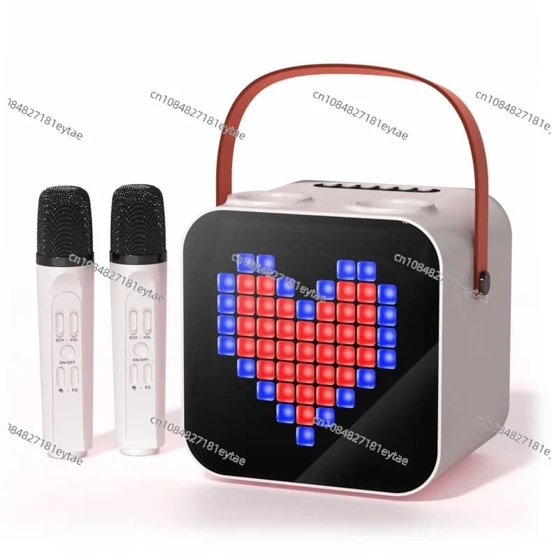 Altoparlante Bluetooth SP-100, Karaoke portatile esterno tesoro doppio microfono display schermo RGB luce ritmica atmosfera