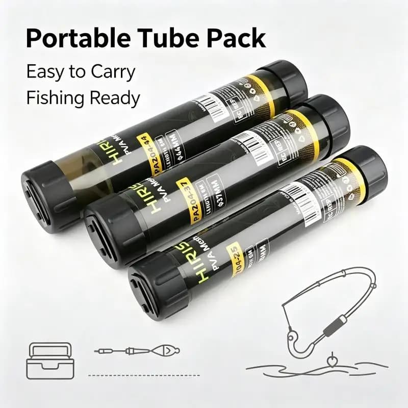 Portable Tube Pack HIRISI PVA Bait Mesh Water‑Soluble Net Carp Fishing Boilies Bait Wrap Dissolve Feeder Angling Tackle Supply