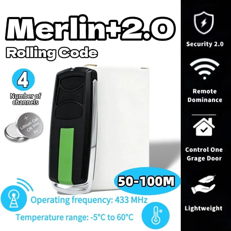 Telecomando Premium per Porta del Garage Merlin E950M E960M, Apriporta Automatico 433.30 434.54 433.92MHz