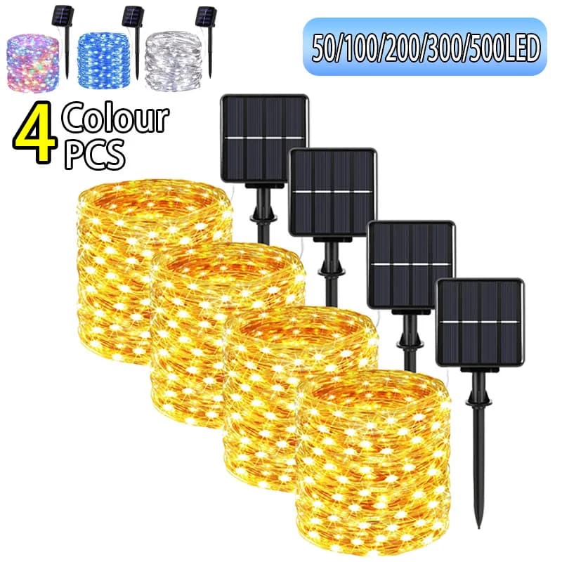 Luce solare a LED per esterni 7m/12m/22m/32m/52m Lampada impermeabile Lucine da giardino 500 LED per decorazioni per feste di Natale