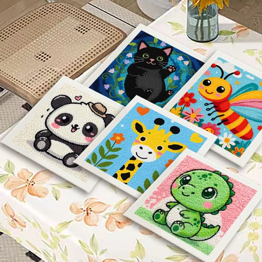 RUOPOTY Framed Dinosaur Punch Needle Adults Crafts Diy Crafts Animal Punch Needle Supplies Wall Art Picture Hand Embroidery Kit