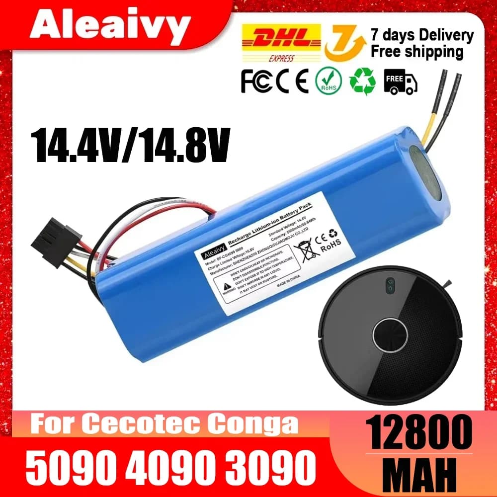 100% nuova batteria agli ioni di litio 12800mAh per CECOTEC CONGA 4090 4490 4690 4590 Robot aspirapolvere 14.4V 18650 4S2P batterie