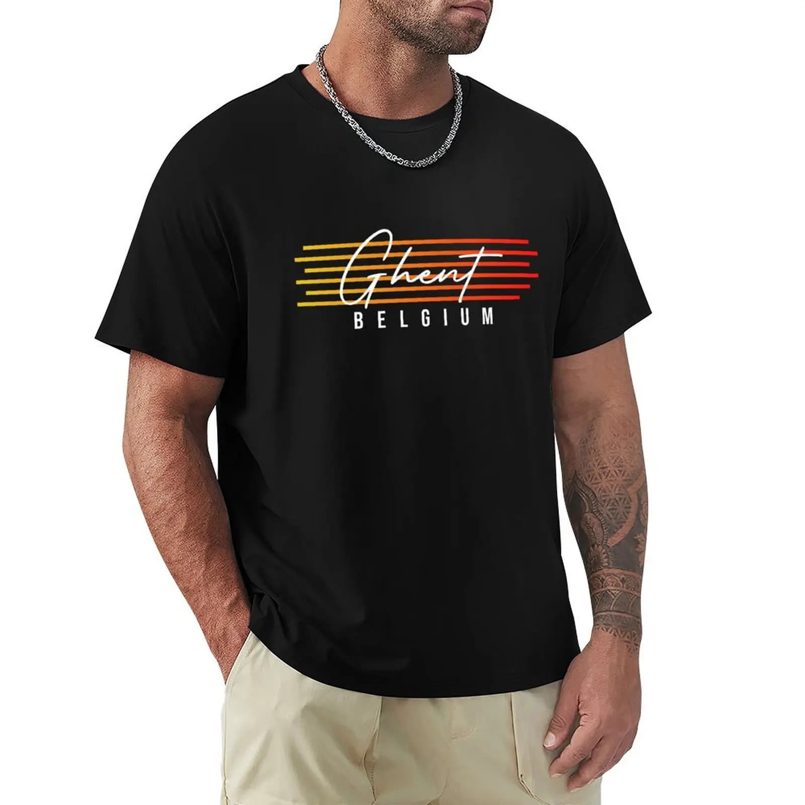 T-shirt souvenir di Ghent, Belgio, taglia grande, t-shirt casual basic