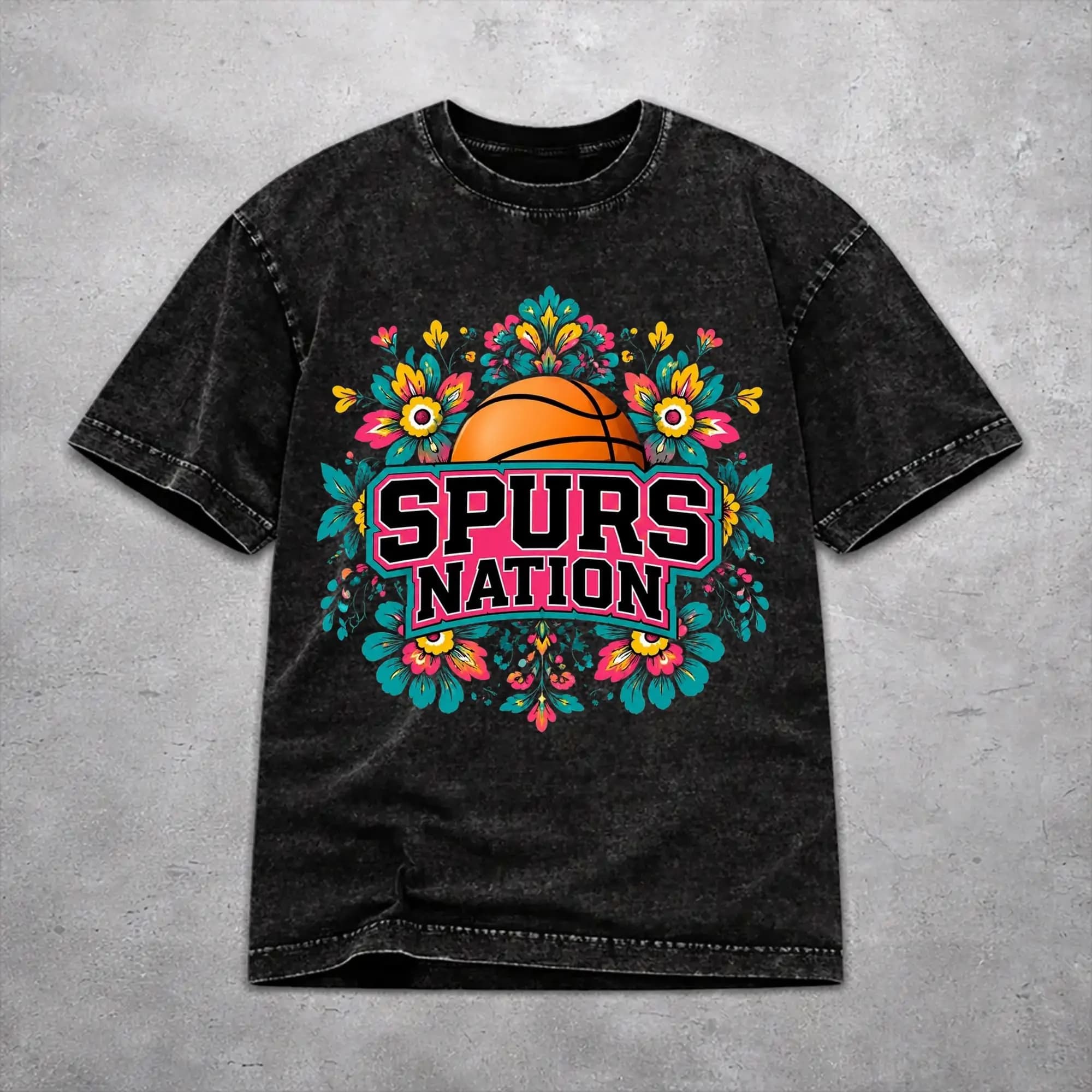 Vintage Men Women Go Spurs Go Basketball Season Game Day Tee Shirt Washed Style T Shirts Clothes