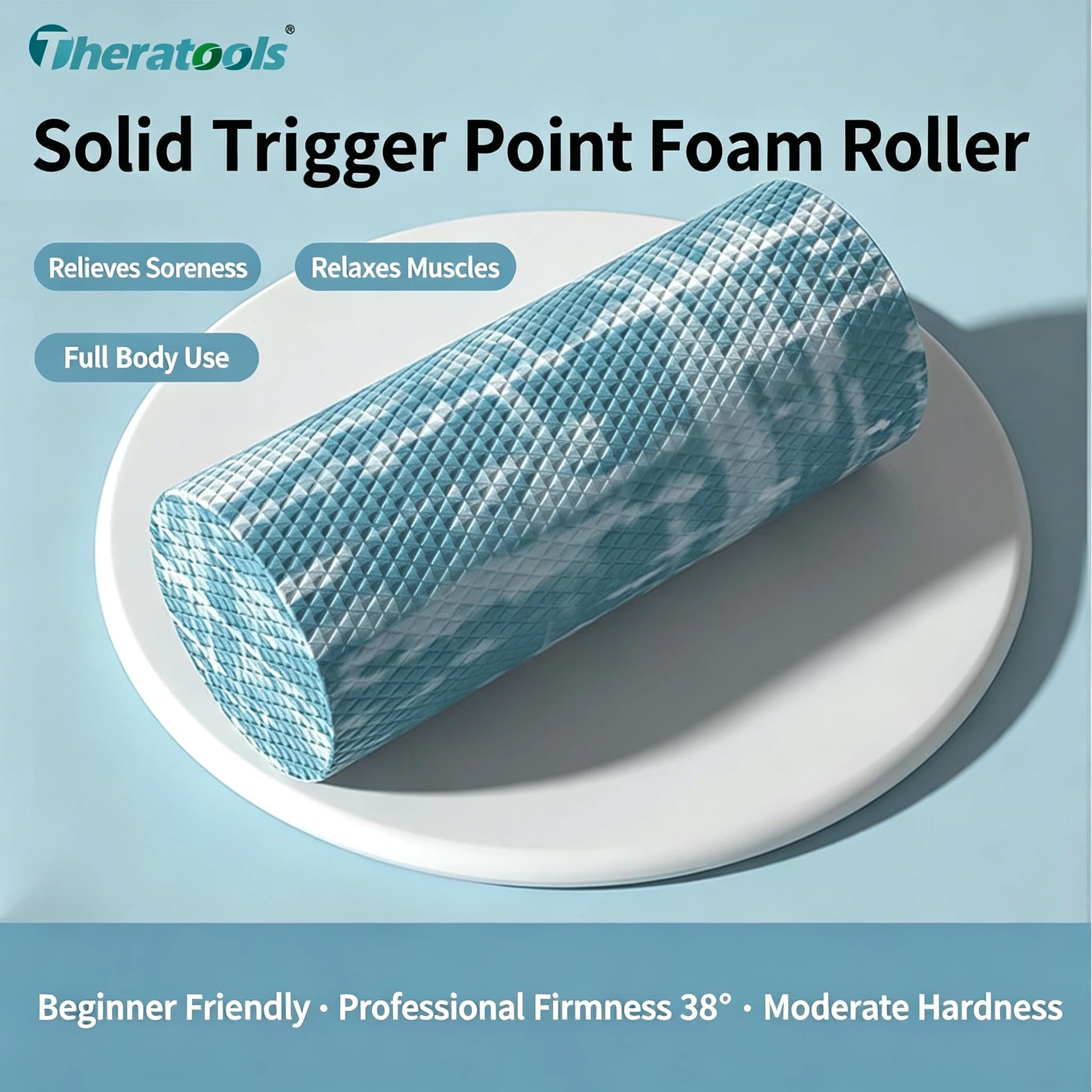 Solid Foam Roller for Muscle Recovery, Smooth Surface Small Size Massage Stick, Professional Myofascial Release