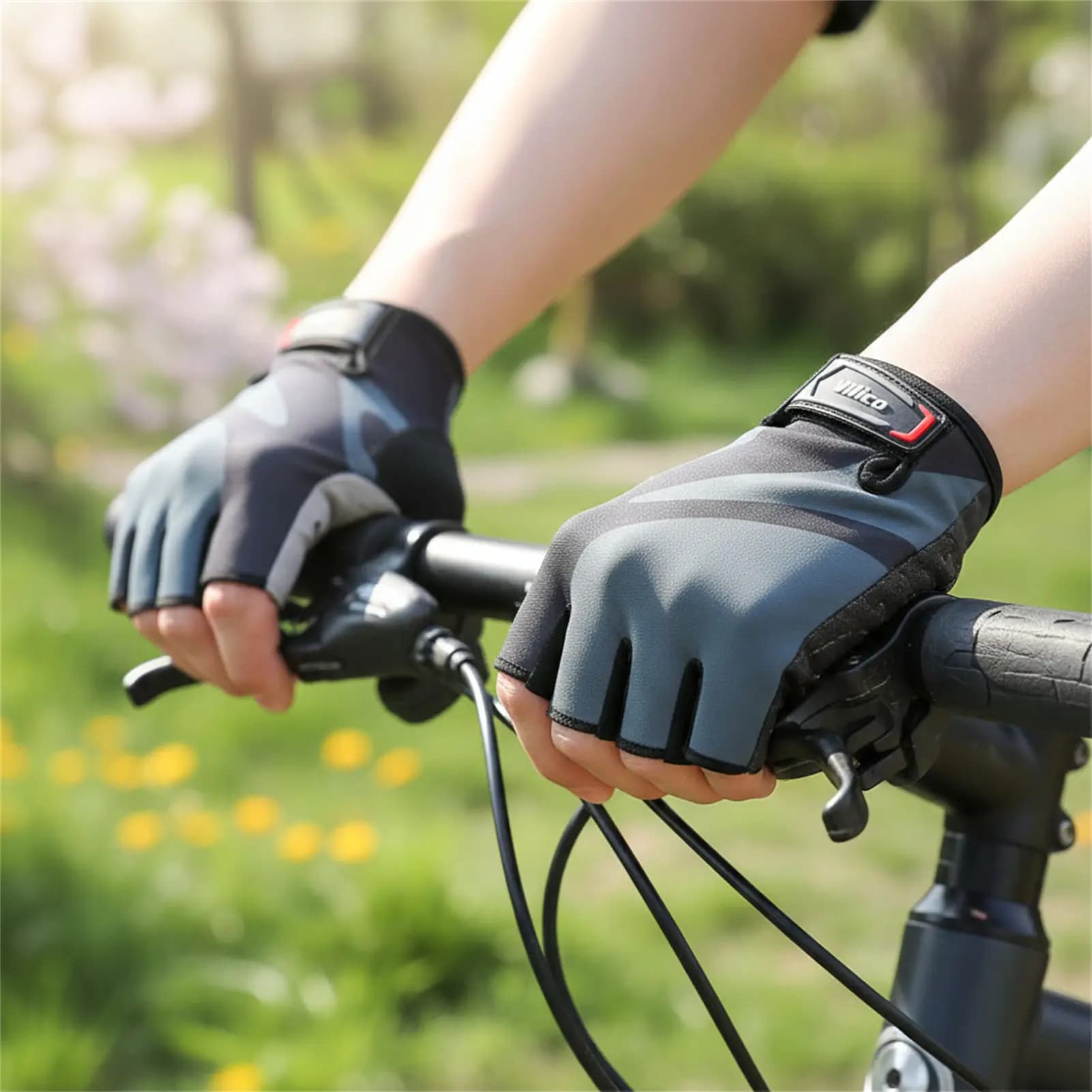 Guanti da ciclismo per uomo e donna, guanti sportivi da esterno traspiranti, antiscivolo, con assorbimento degli urti, per la primavera estate