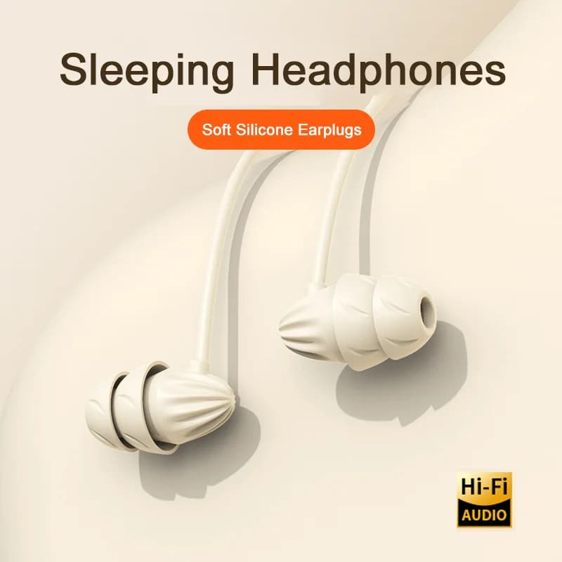Auricolari per il sonno HiFi Surround Sound Musica Riduzione del rumore Musica con microfono Tipo C 3,5 mm Colla morbida Cuffie cablate per il sonno per Sle laterale