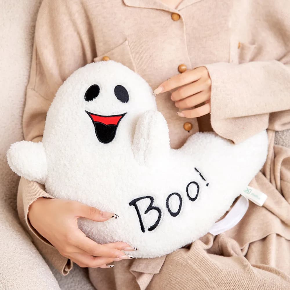 Fluffy Soft Ghost Plush Throw Pillow Cushion Halloween Cute Decorative Ornament Gift for Home Sofa Bed