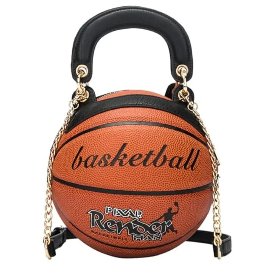 Borsa a Forma di Pallone da Basket per Donne, Borsetta Rotonda per Ragazze, Borsa a Tracolla in PU con Cinturino Regolabile