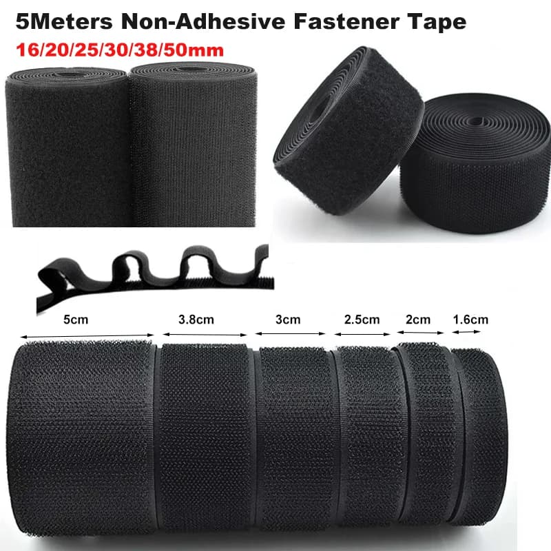 5 metri/lotto 16-100mm Nero Bianco Nastro di fissaggio non adesivo Nastro con gancio e anello Nessuna colla Accessori per cucire fai da te Nastro magico