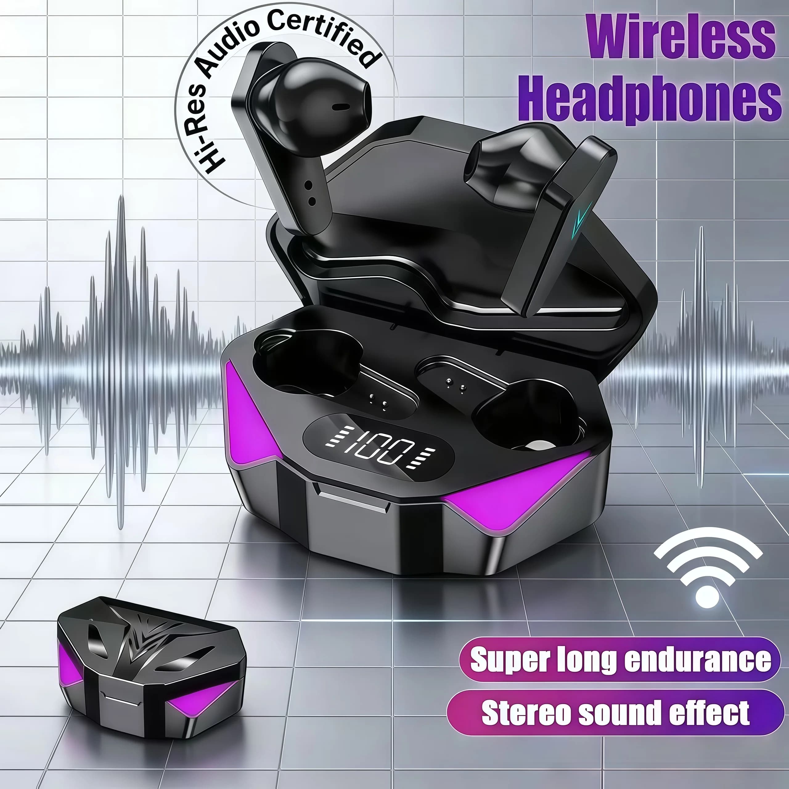2026 Auricolari wireless Bluetooth X15 TWS di vendita caldo V5.1 - Cuffie sportive intrauricolari con bassa latenza e suono HiFi per i giochi