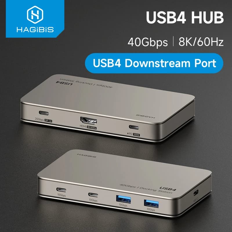 Hagibis USB4 Docking Station USB C Triple Display Hub compatibile con Thunderbolt 4/5 40Gbps 8K Dock per laptop MacBook Pro Air