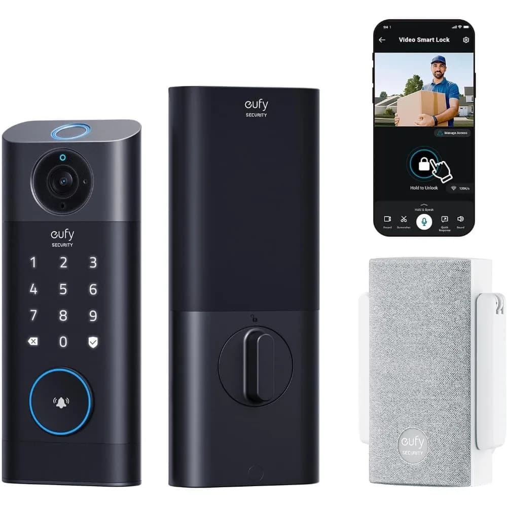 Video Smart Lock S330, telecamera 3 in 1 + campanello + serratura per porta d'ingresso senza chiave con impronta digitale, catenaccio Wi-Fi intelligente per porta d'ingresso, app Rem