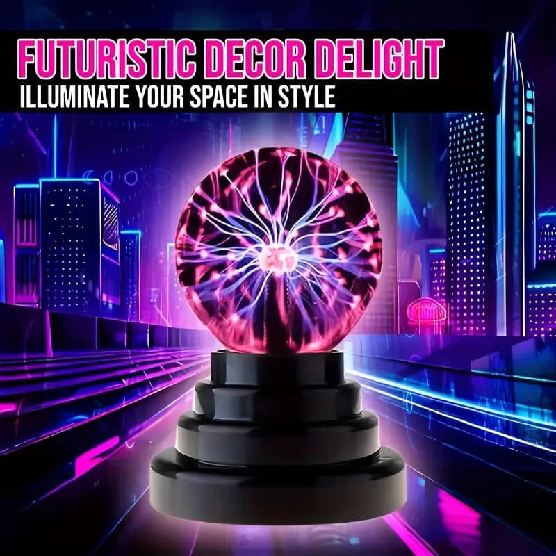 Sfera di Cristallo Magica 3 Pollici, Luce Notturna LED USB, Lampada al Plasma con Controllo Touch, Illuminazione Ambientale per Camera da Letto, Stanza dei Bambini, Regali di Compleanno