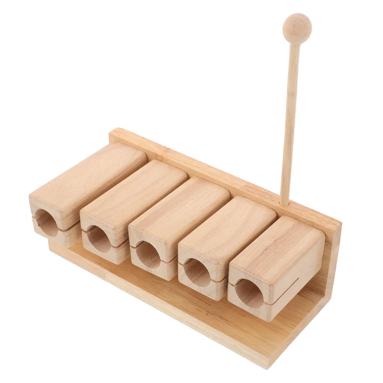 Wood Percussion Block Musical Instrument 5 Tones Ergonomic Hand Percussion Pentatonic Design for Early Music Education Classroom