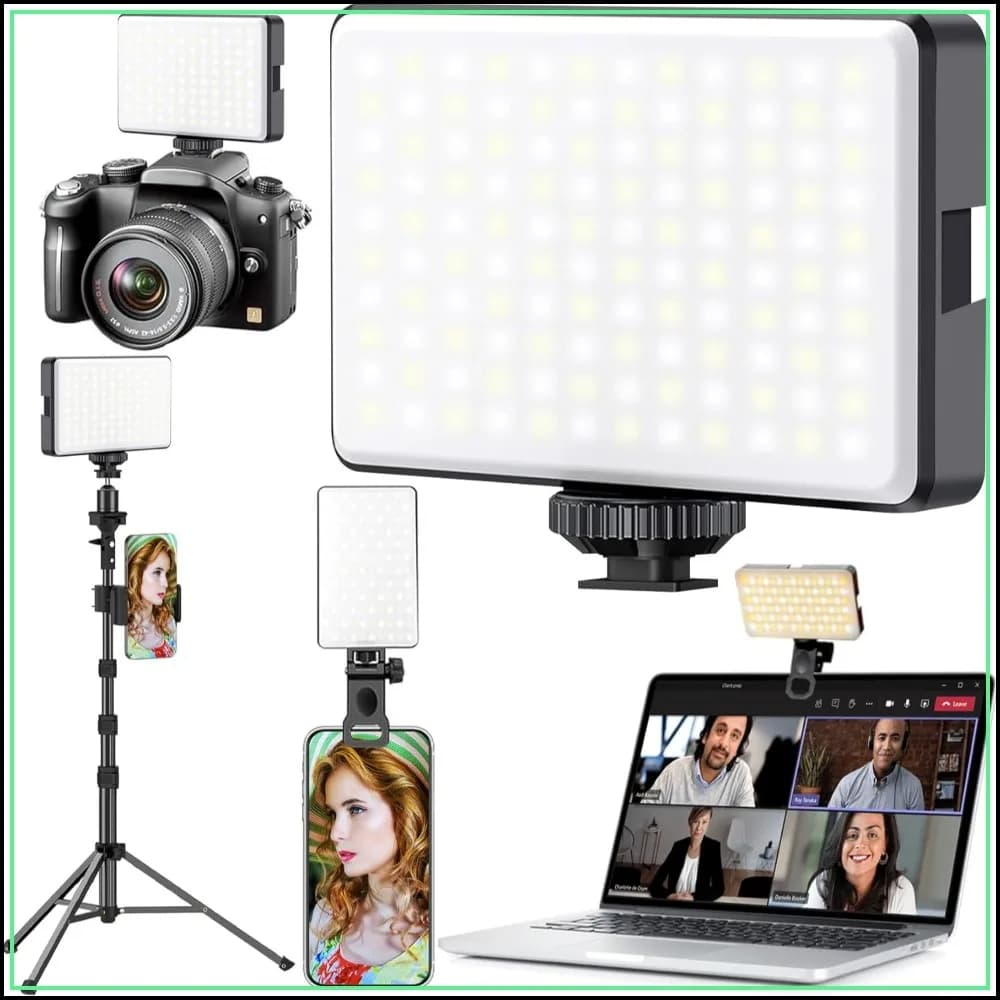 91 LED Portable Selfie Light, Video Conference Lighting with Clip & Tripod Adapter, Rechargeable 2000mAh CRI 96+, 4 Modes for Phone Webcam Laptop Makeup