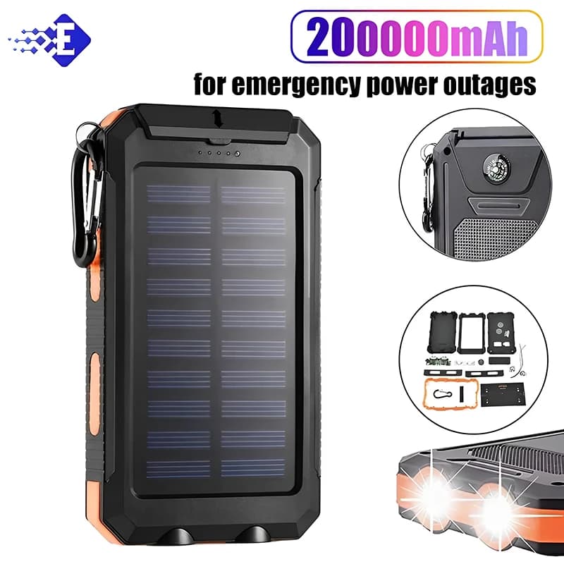 200000 Banca di energia solare esterna impermeabile mAh Dual USB da viaggio esterno caricatore solare per telefono cellulare Powerbank solari per il campeggio