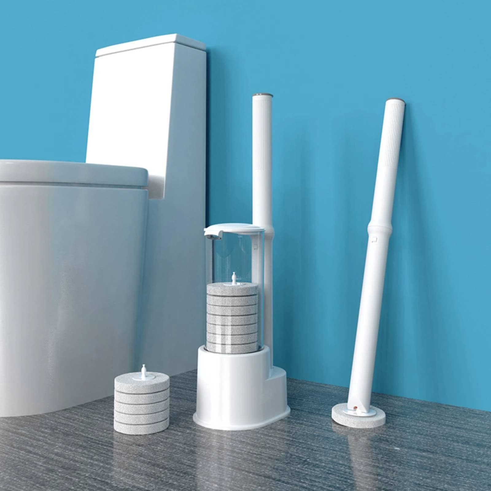 Disposable Toilet Brush Set Compact Toilet Cleaning System with Refills Cleaner Easy to Use Practical for Bathroom, Home