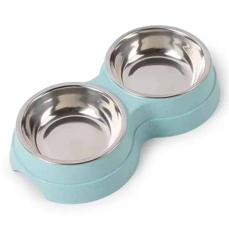 AEE8-Doppio Ciotole per Animali Domestici Alimentatore per Acqua in Acciaio Inossidabile Piatto per Animali Domestici Alimentatore per Cuccioli di Gatto Forniture per Alimentare Accessori per Cani