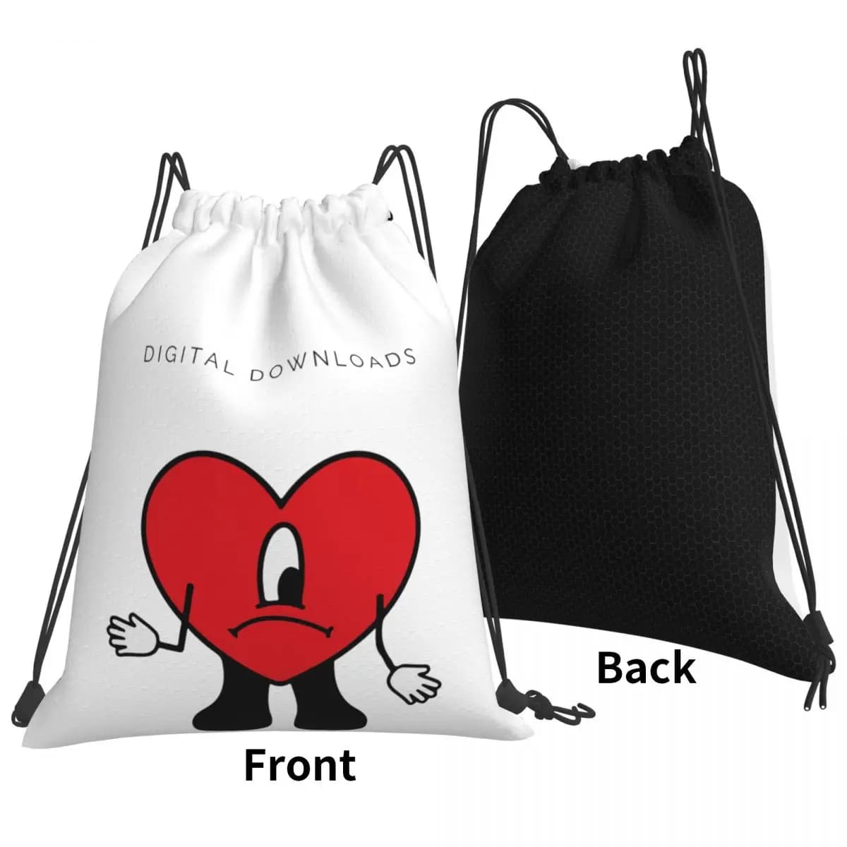 Bad Bunny Rapper Reggaeton Artist Backpacks Casual Drawstring Bags Storage Bag Book Bags for Man Woman School