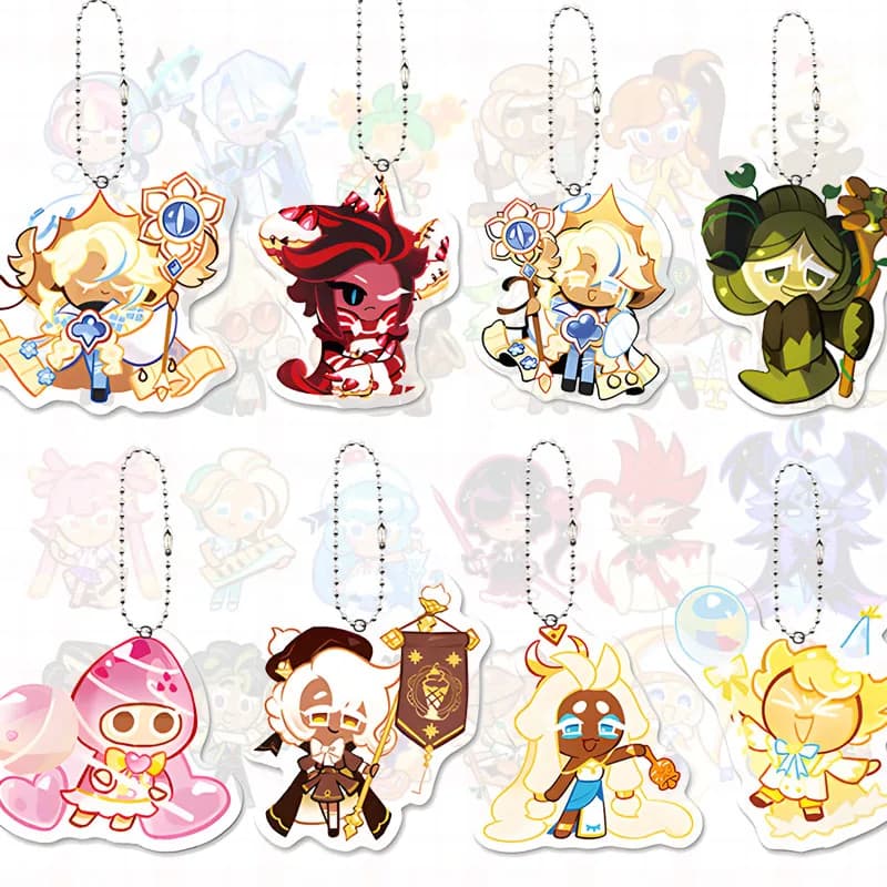 Cookie Run: Kingdom Keyring Cartoon Forester Coffee Kawaii Student Figure Bag Accessories Snow Milk Cone Decorate Pendant