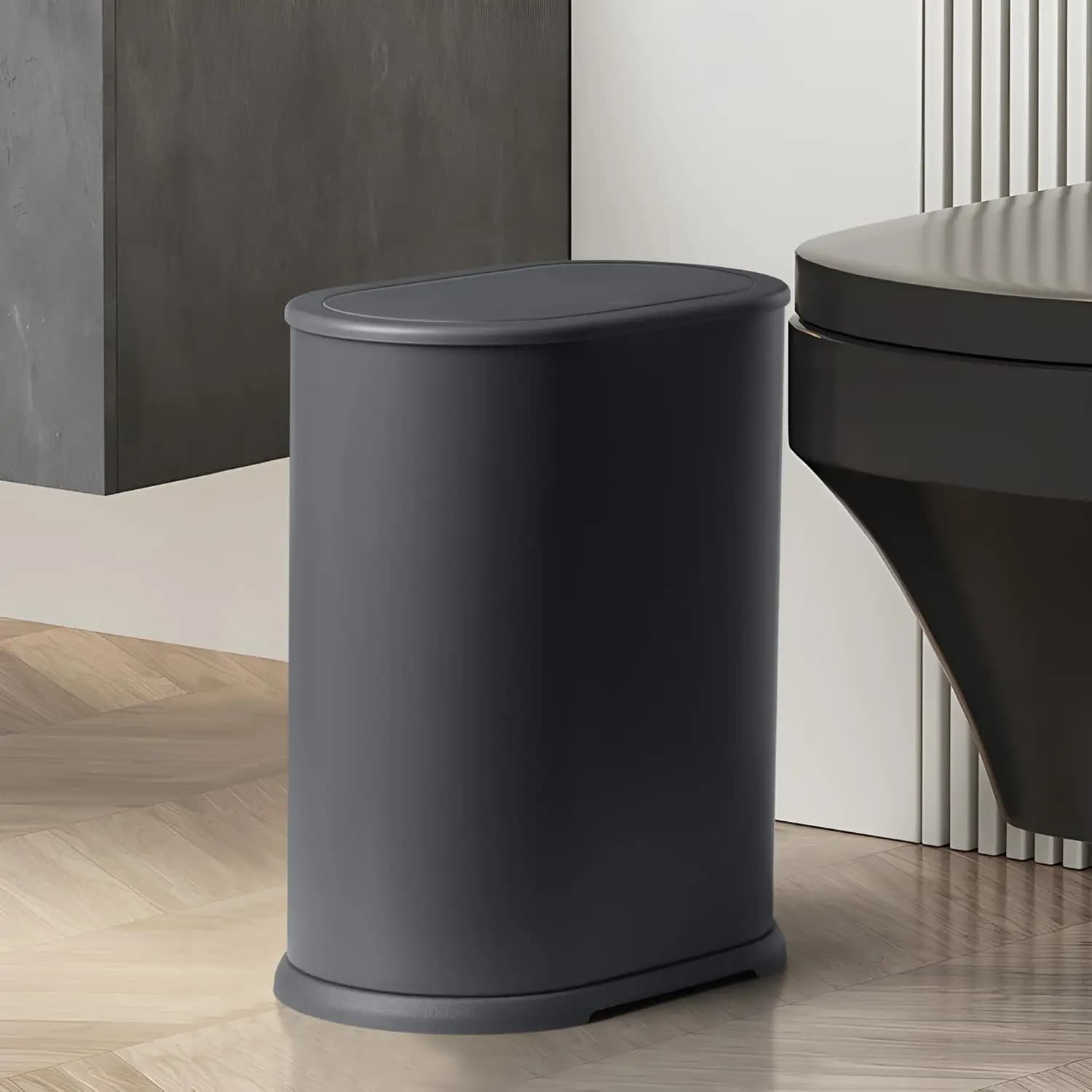 Set di Cestini per Rifiuti SS da Bagno con Coperchio, 1.8 Galloni, Contenitore per Spazzatura con Coperchio a Scomparsa, Anti-Cane, Stretto, per Camera da Letto