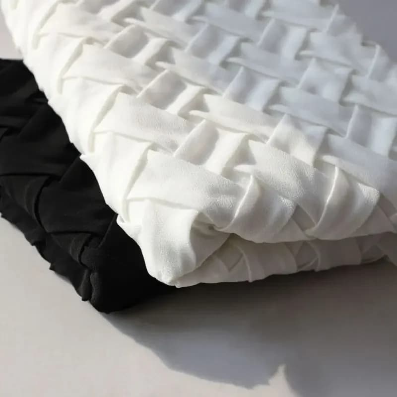 Original designer fabric white chiffon woven three-dimensional texture clothing geometric skirt diy fabric