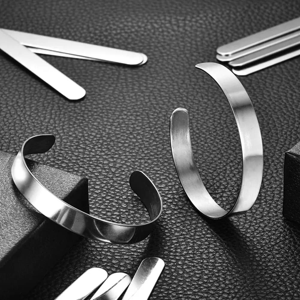 12 Pezzi Bracciali in Acciaio Inossidabile Antiruggine, Strisce Aperte per Bracciali Fai-da-Te, Lucidate a Specchio, Accessori per Creazione di Gioielli