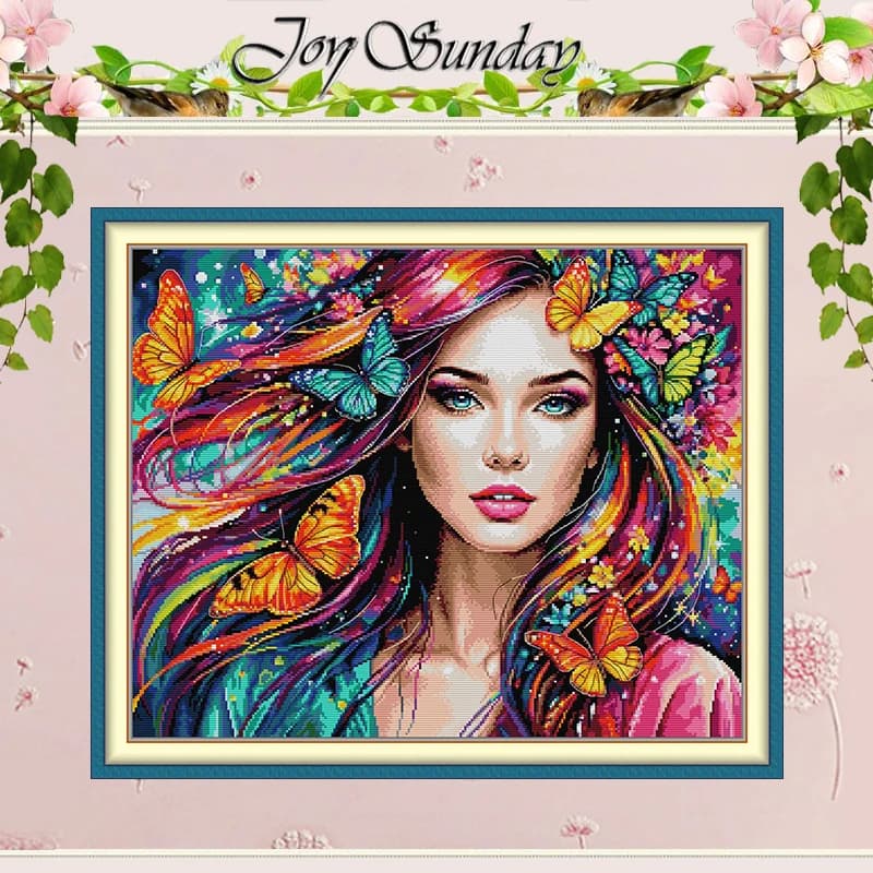 The Butterfly Queen Patterns Counted Cross Stitch Set DIY 11CT 14CT 16CT HD Stamped DMC Cross-stitch Kit Embroidery Needlework