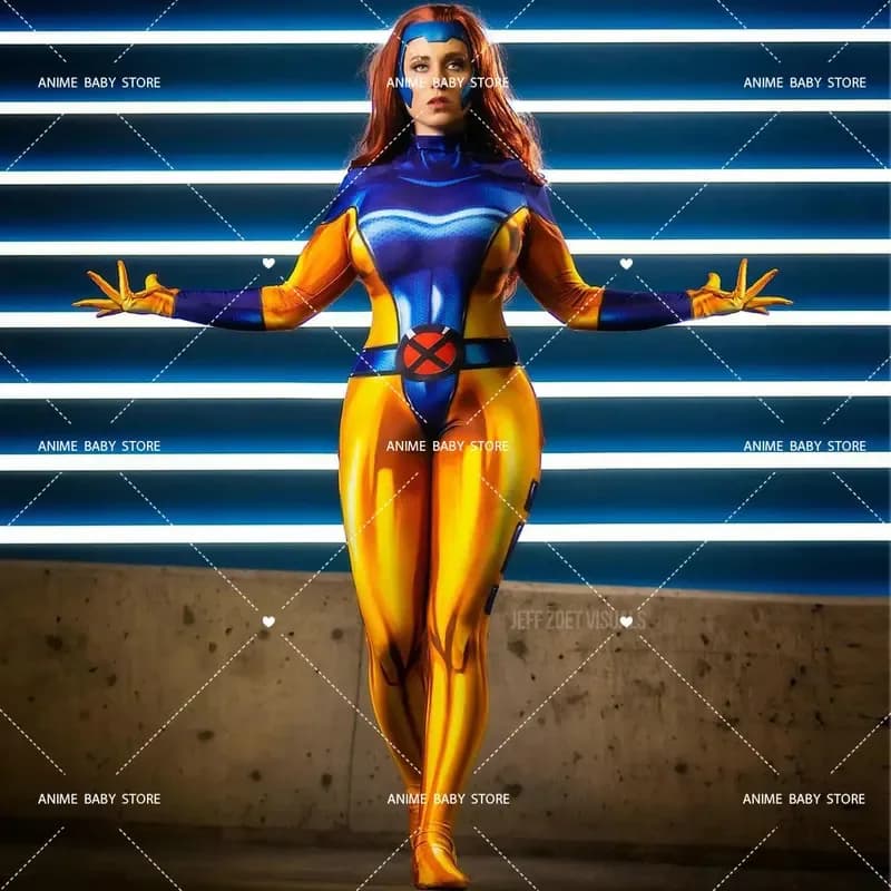 2025 New Cosplay X-Men Jean Grey Costume for Women Jean Grey Dark Phoenix Cosplay Superhero Zentai Party Tuta Hallo