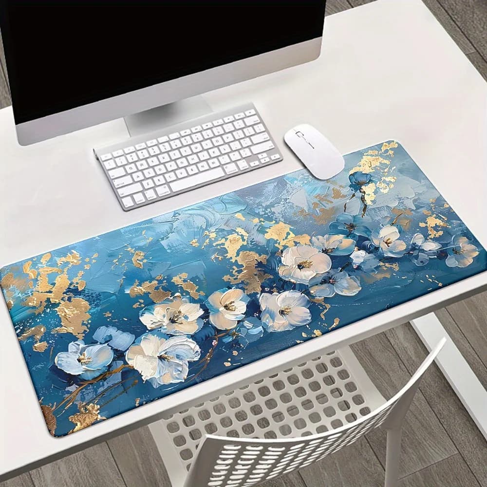 Bellissimi Fiori, Stile Pittura a Olio, Tappetino Stampato HD per Scrivania, Tappetino Mouse XXL Multifunzionale, Tappetini per Tastiera e Mouse da Gaming