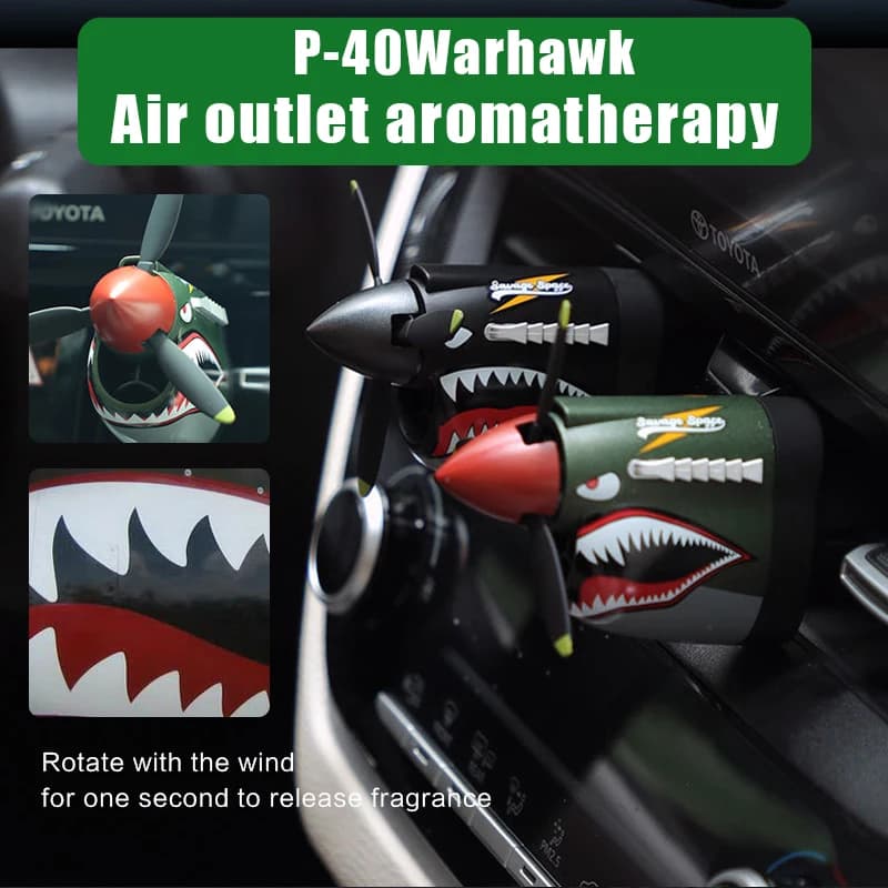 P-40 Warhawk Auto Interior Small Ornament Design Perfume Diffuser for Hunting Aircraft with Rotating propeller for Car fragrance