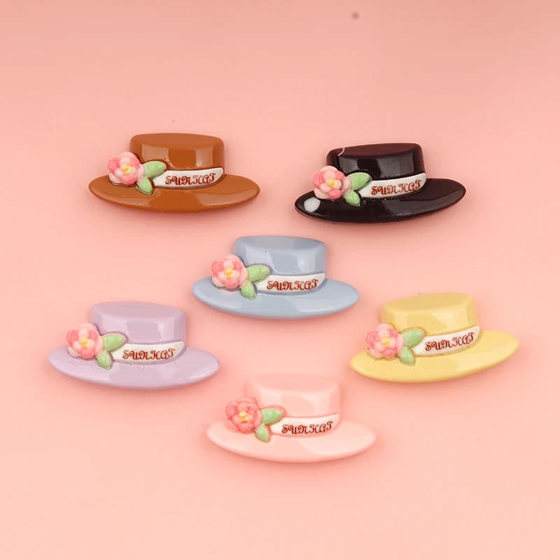 10/100Pcs Cute Miniatures Cap Hat Headwear Flat Back Resin Scrapbooking DIY Jewelry Hairpin Craft Decoration Accessorie