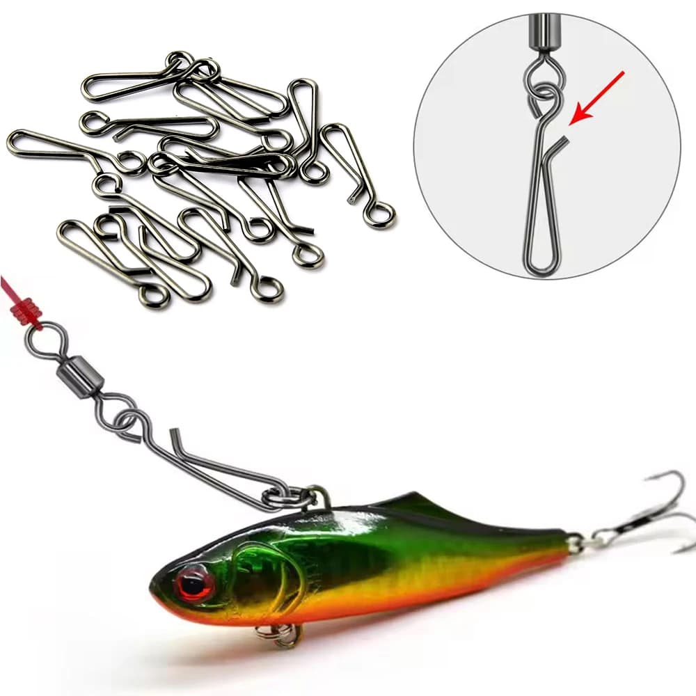 50 pcs/box Snap Tackle Connector Accessories for Stainless Steel Fishing Recalling Line Hook Fish Fleece Rig Sea Rings Solids Tool