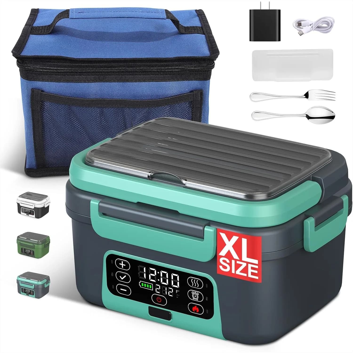 Scaldavivande Elettrico Senza Fili, 1.5L 20000mAh Ricaricabile Intelligente Autoriscaldante con Divisorio, Cucchiaio, Forchetta, Senza BPA