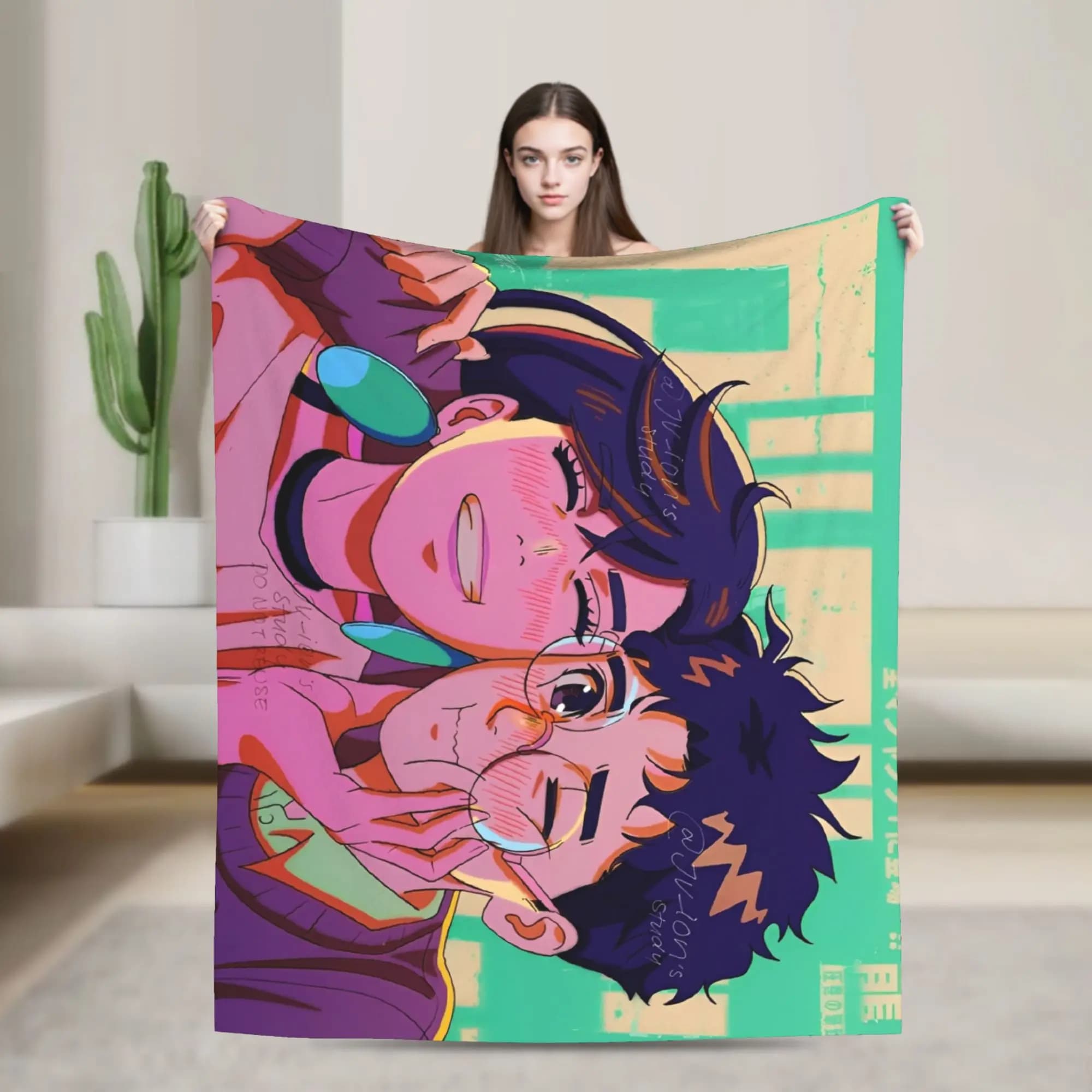 MOMO OKARUN Dandadan Soft Warm Blanket Travel Plush Throw Blanket Funny Living Room Flannel Bedspread Sofa Bed Cover