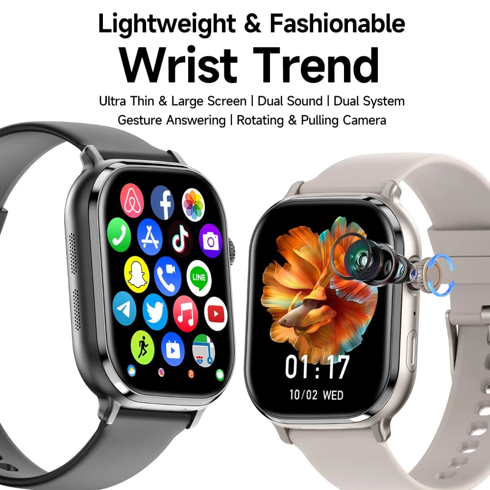 Smartwatch Android 13 da 512GB con Touch ID, WIFI, GPS, NFC, Orologio Intelligente per Uomo e Donna con 180 Funzioni ° Telecamera Rotante con Slot per Scheda SIM 4G/5G e Videochiamata
