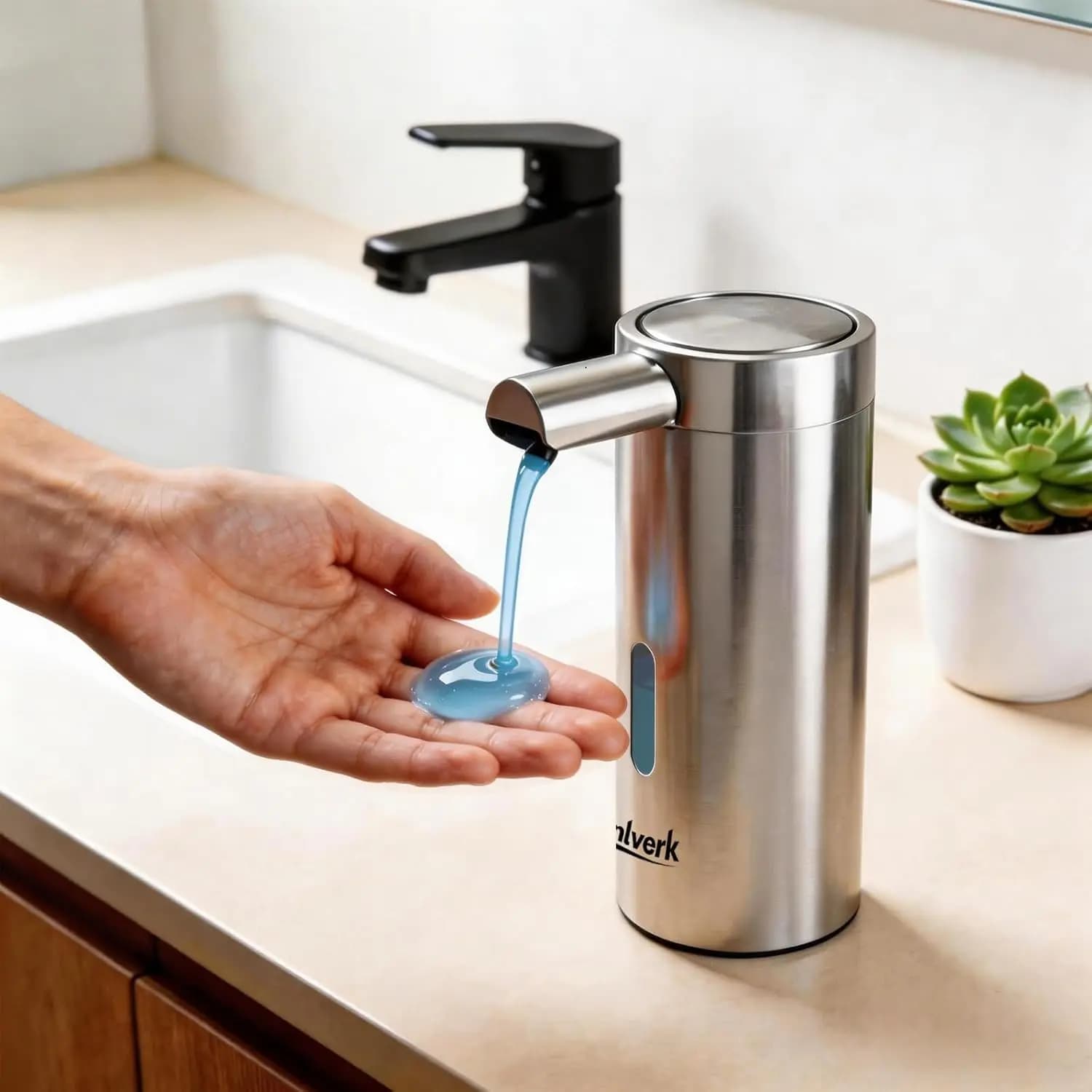Dispenser di Sapone Automatico Ricaricabile, Regolabile a 3 Livelli, Senza Contatto per Bagno e Cucina