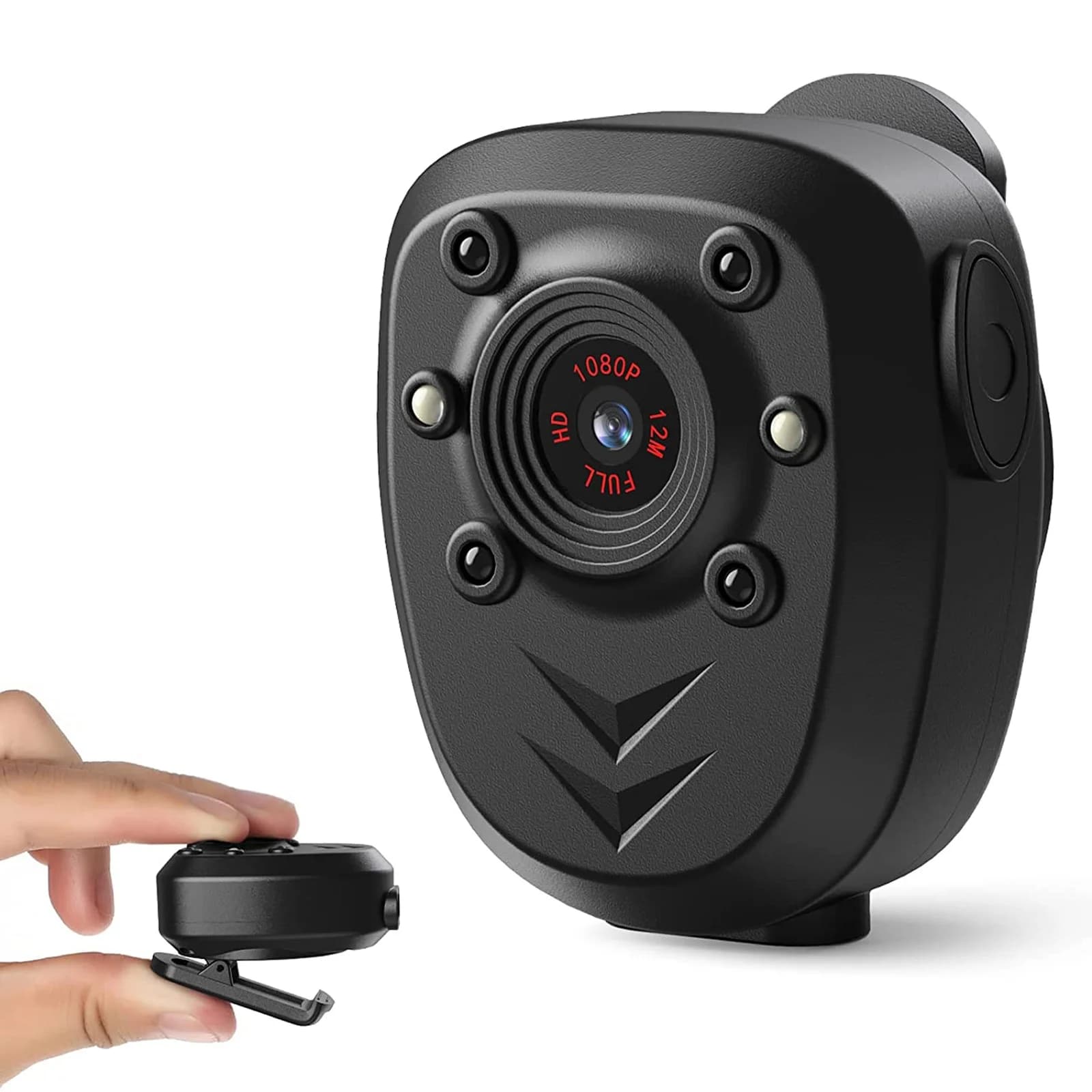 Kaysunlink Mini Videocamera per corpo Videoregistratore Scheda di memoria integrata Visione notturna IR e registrazione in loop HD 1080P 4-6 HR Durata della batteria
