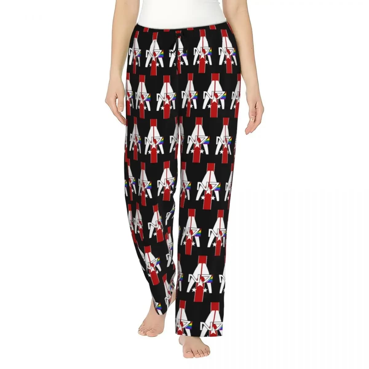 Custom N7 Pride, Mass Effect Women Pajama Pants Lounge Sleep Sleepwear Bottoms with Pockets