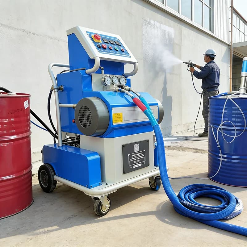 Macchina per Schiuma Spray Poliurea Poliuretanica Bicomponente ad Alta Pressione con Tubo Riscaldato e Pistola ad Aria Compressa