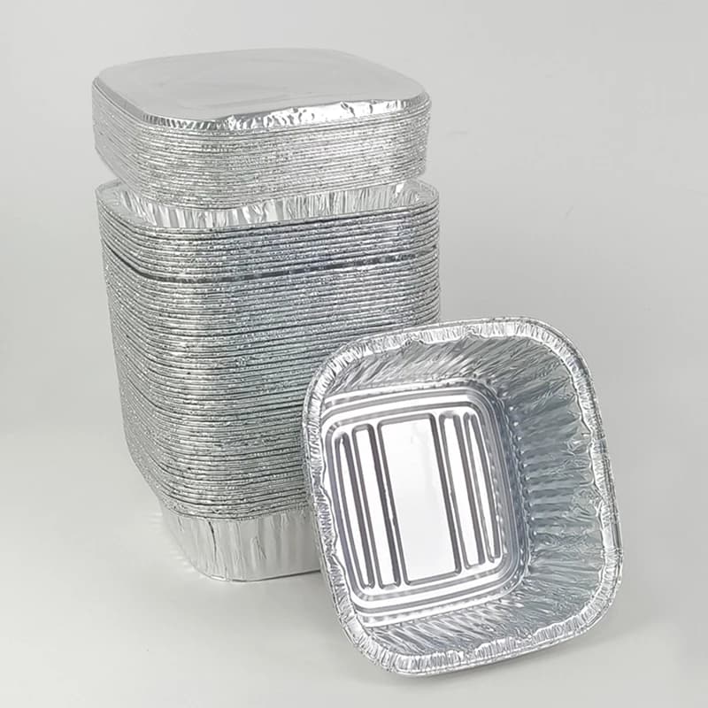 Square 950ml Aluminum Foil Pans with Lids 10pcs Pack Disposable Baking Tray Set Oven Safe Tin Containers for Meal Prep BBQ