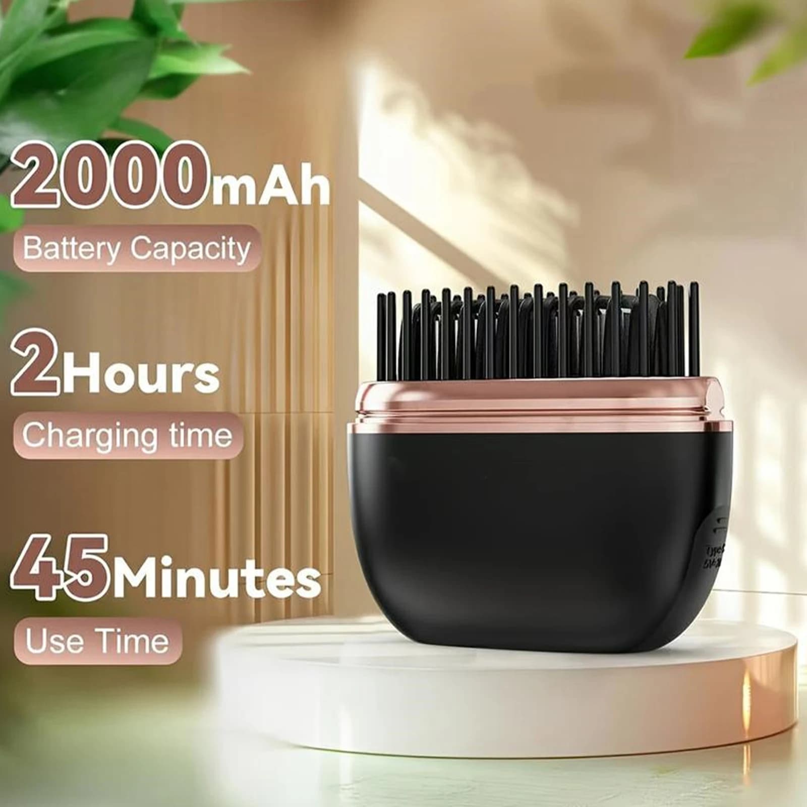 Anti-Scopper Portable Smooth Brush, Lightweight Hair Tool, Rechargeable Led Comb, Crespo Control, Styling Rapido
