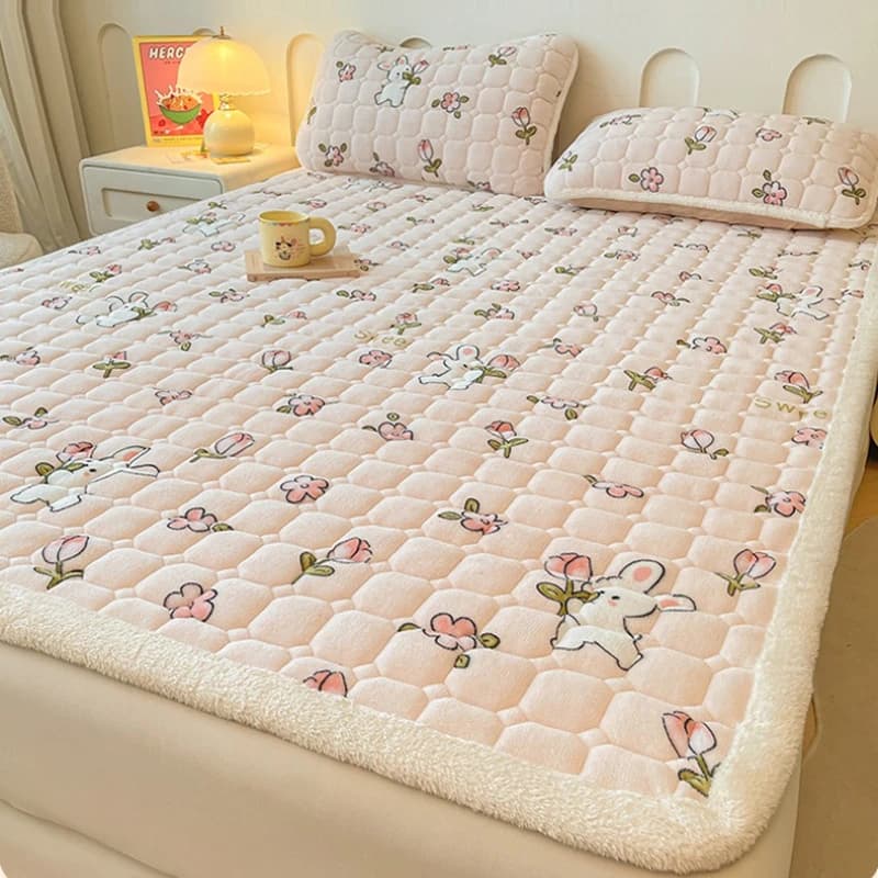 Lenzuolo invernale in velluto spesso e caldo per dormitorio, materasso singolo morbido, coprimaterasso sottile, coprimaterasso antiscivolo, copriletto Queen