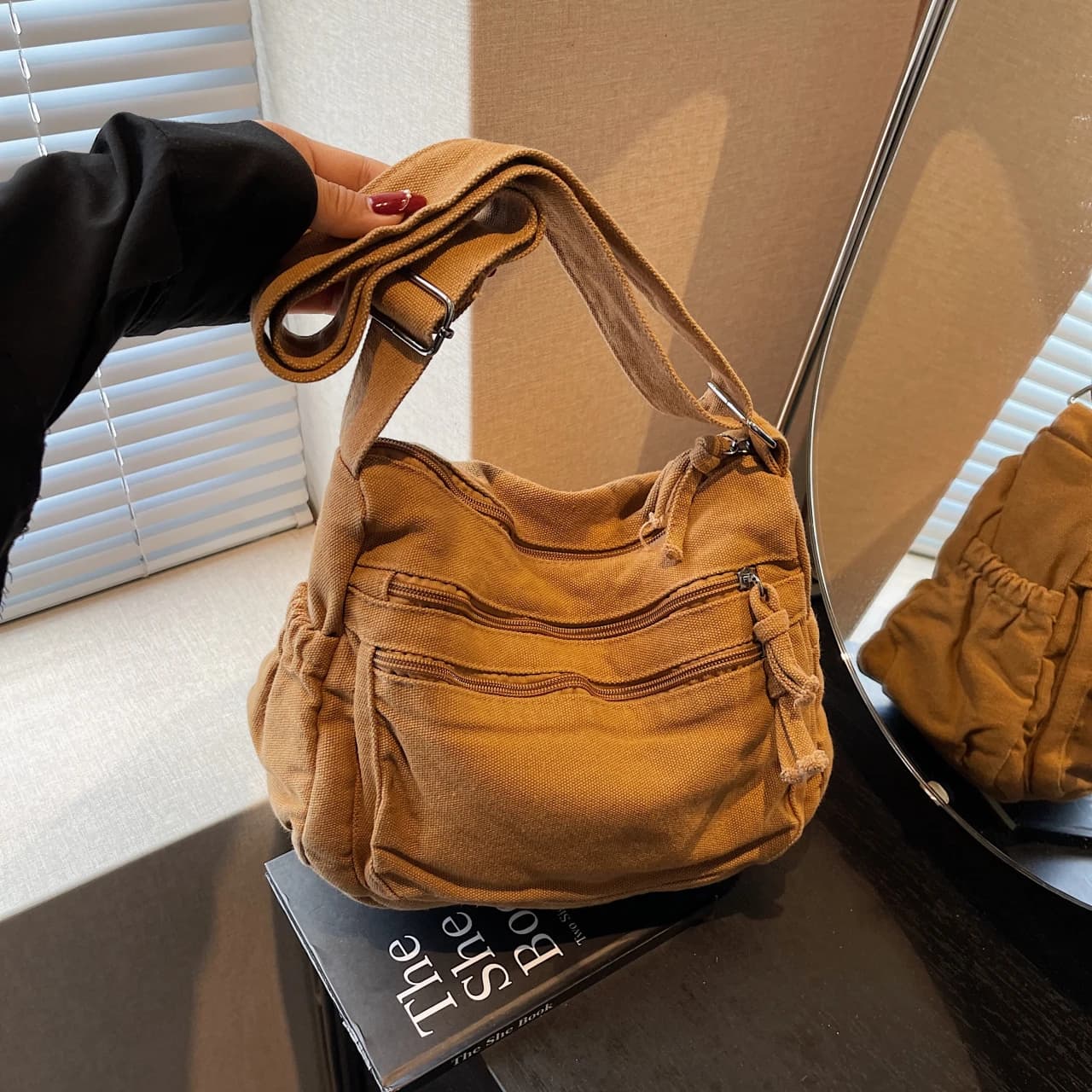 CANVAS Zipper Casual Shoulder Bags Solid Color Commute Simple Women's Bags 2025 Hot Sale Large Capacity Versatile Crossbody Bags