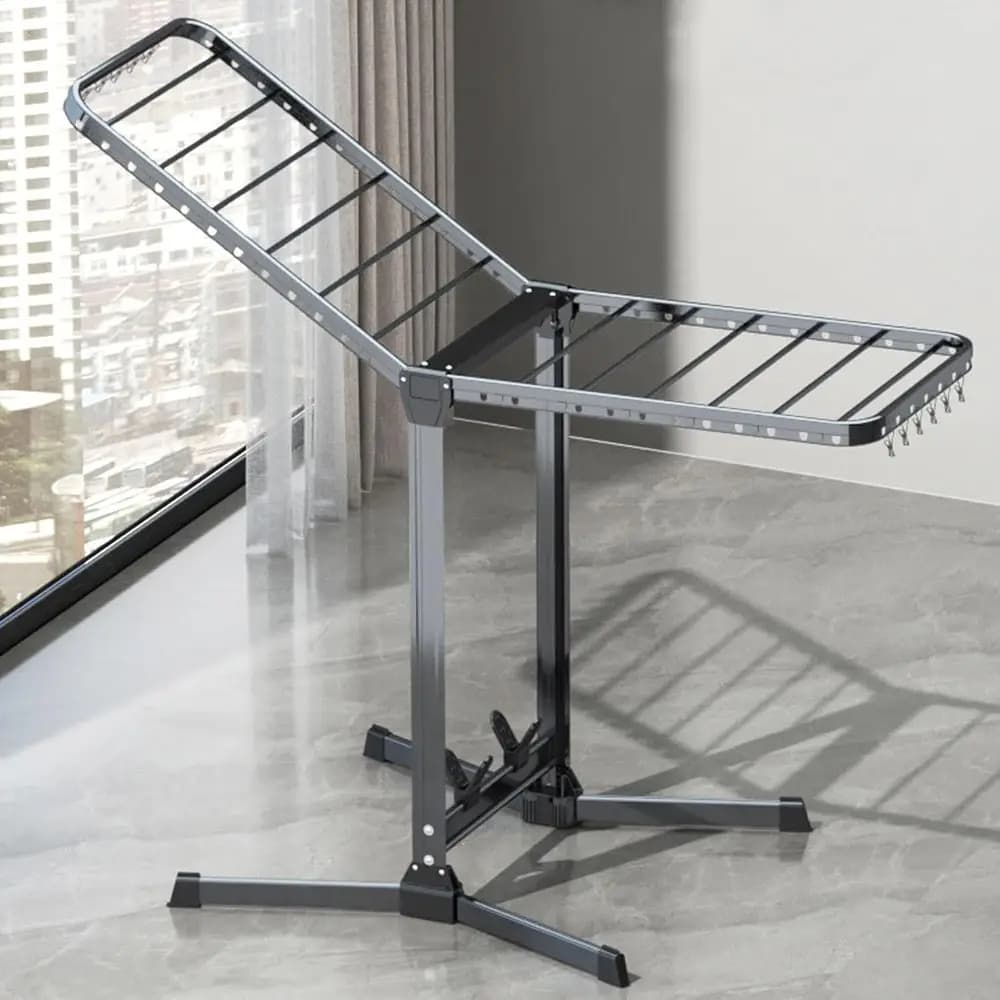 Stendibiancheria Portatile Salvaspazio, in Alluminio, Altezza Regolabile, Ideale per Lavanderia, Bagno, Balcone, Stoccaggio Scarpe e Calzini