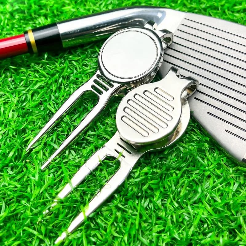 Forca da Golf in Metallo, Riparatore per Prato da Golf, Forca per Palline, Accessori da Golf